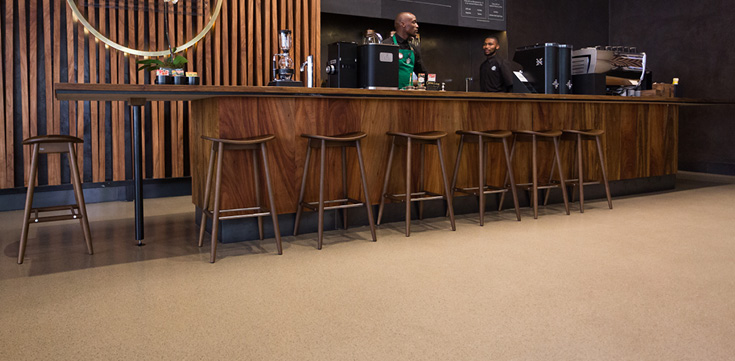 Coffee bar with wooden interior design.