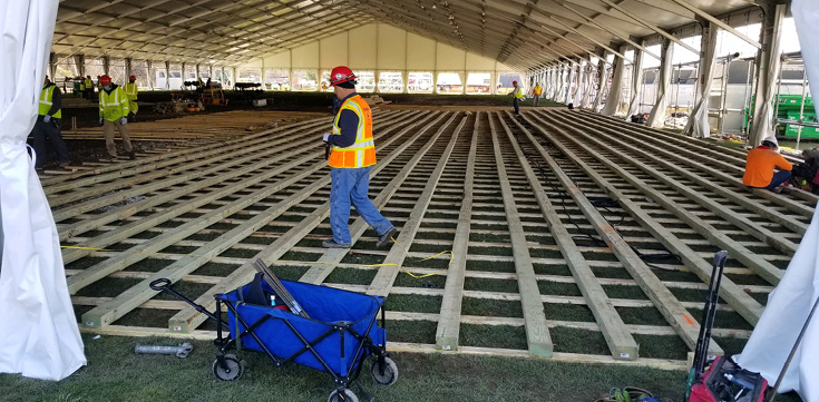 Stonhard's hygienic flooring solution in a Covid-19 pop-up hospital.